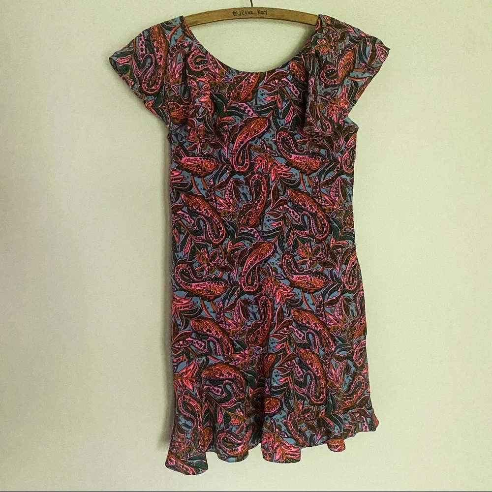 J. Crew Ruffled Paisley Print Silk Shift Dress